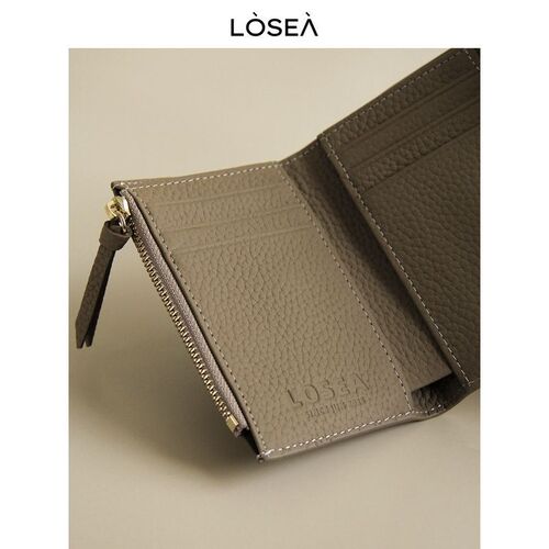 LESEA Women's Top Grain Calfskin Wallet, Small Purse, Card Holder - 3-in-1 Women's Genuine Leather Zipper Wallet