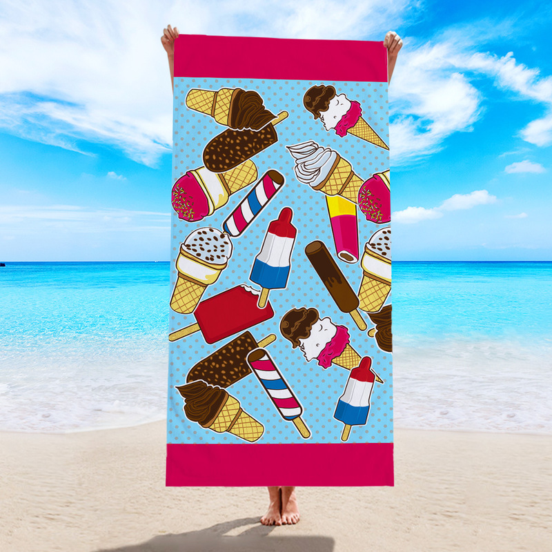 Mengqi Home Textile New Rectangular Digital Printing Beach Towel Microfiber Bath Towel Pop Pattern Seaside Cushion
