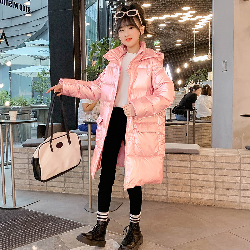 Girls' 2024 new winter cotton-padded clothes with waist and skirt, medium-sized and large children's cotton-padded jackets, fat, fat and fashionable