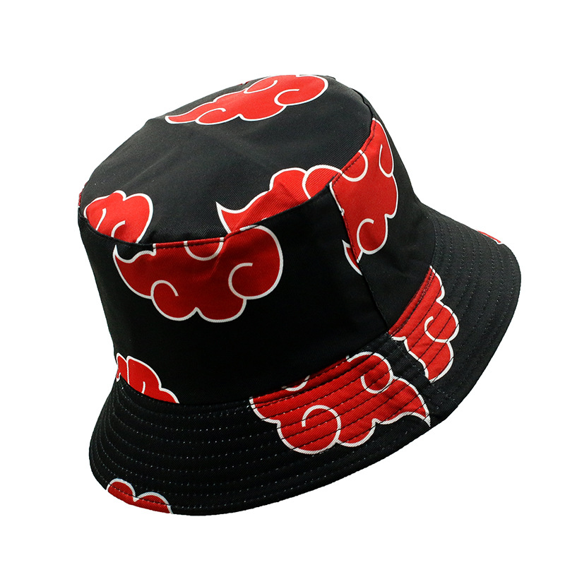 Naruto Uchiha Clan Hat, Red Cloud Fisherman Hat, Anime Merchandise, Outdoor Casual Sports Sunshade and Sun Protection Hat