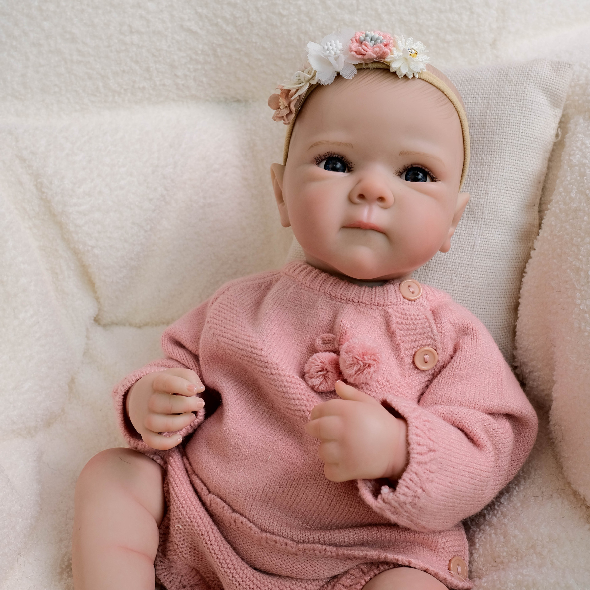 Top de lana rosa de 19inch Bettie muñeco de simulación hecho a mano para dar regalos navideños a los niños