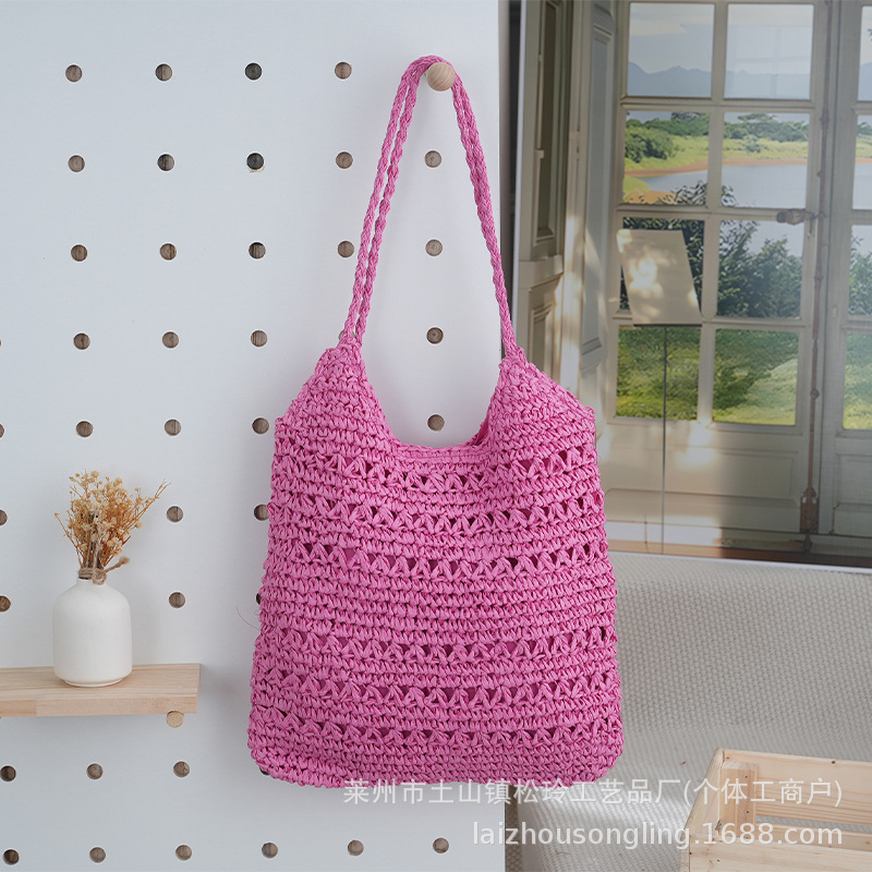 草编包包沙滩休闲单肩拎包手提包现货手工手提手提袋编织新款包包