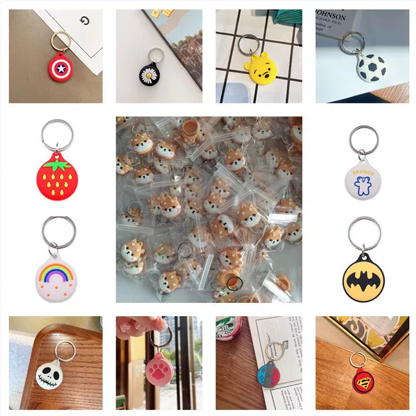 Suitable for Airtag Locator Protective Cover Cartoon Cute Anti-Lost Device Silicone Protective Cover Key Ring Protective Cover
