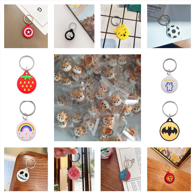 Suitable for Airtag Locator Protective Cover Cartoon Cute Anti-Lost Device Silicone Protective Cover Key Ring Protective Cover