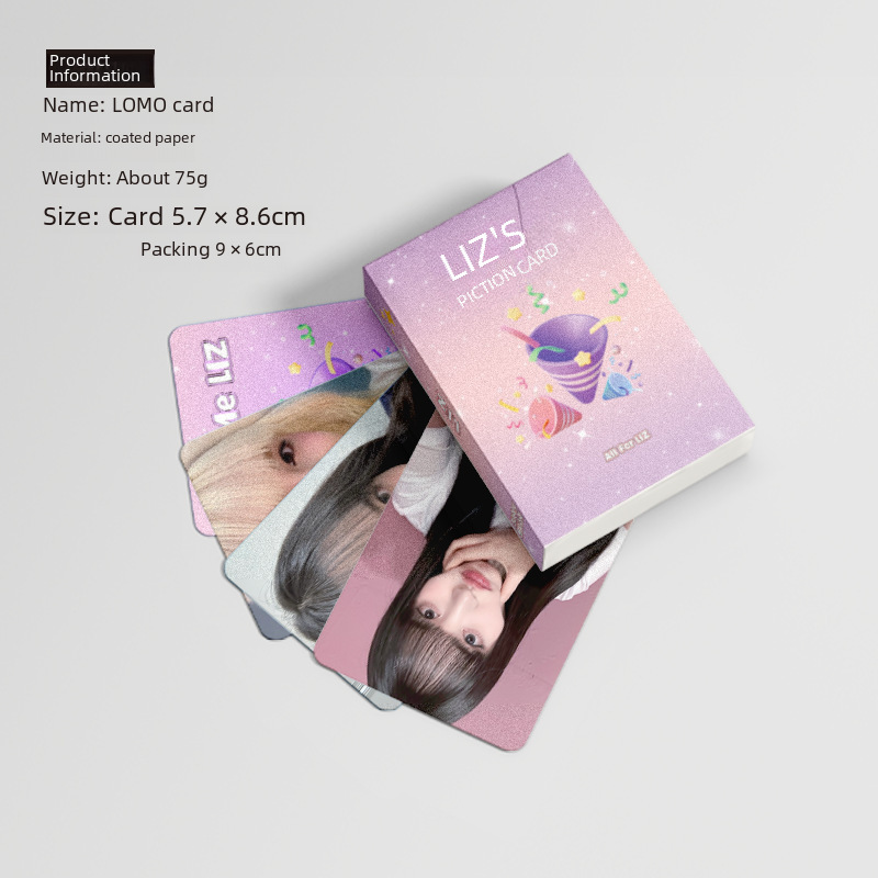 LIZ Jin Zhiyuan Mini Card Boxed 50 Pieces 57x86mm Korean Celebrity Laser Lomo Postcards
