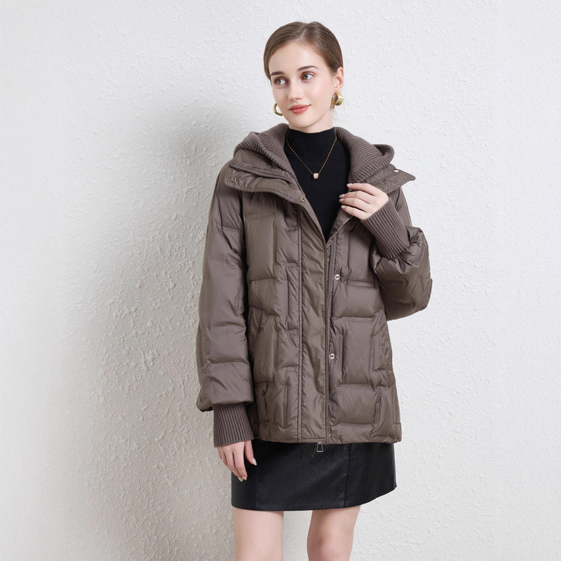 Cross-Border Autumn and Winter New down Jacket for Women, Mid-Length Versatile Warm White Duck down Knitted Hat Detachable Coat Trendy Cross-Border Autumn and Winter New down Jacket for Women, Mid-Length Versatile Warm White Duck down Knitted Hat Detachable Coat Trendy