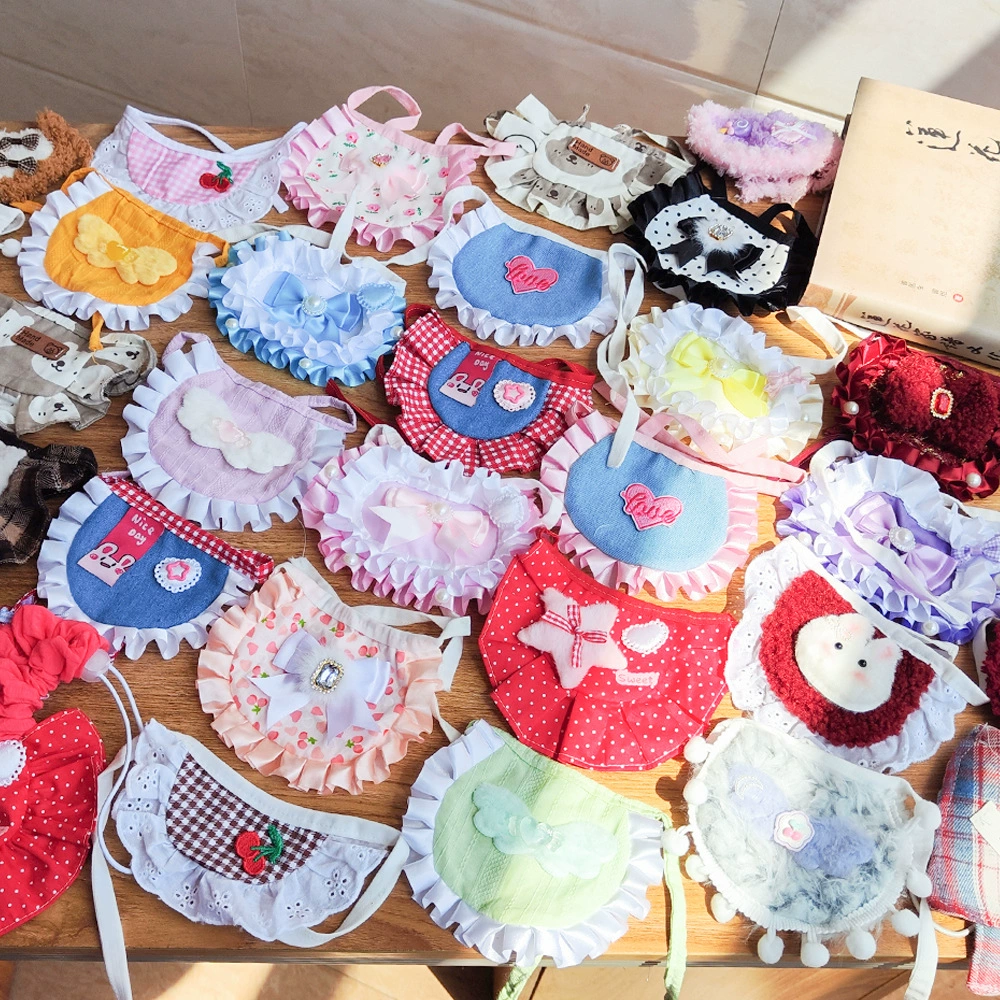 Высококачественный ручной работы ins корейские милые собачьи нагрудники нишевые cat молочные кружевные украшения для домашних животных