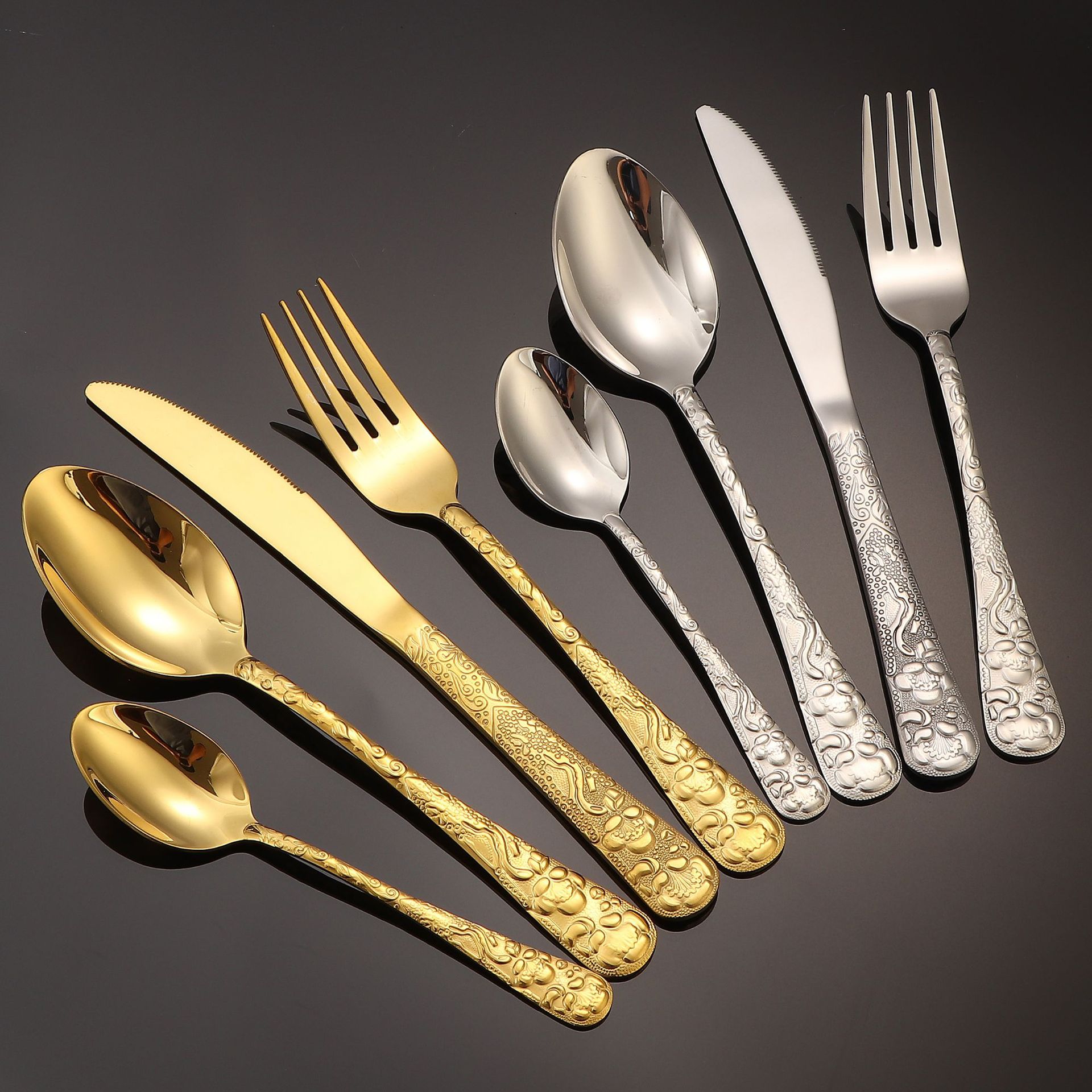 Cuchillo de acero inoxidable transfronterizo de alta calidad cucharas de postre cucharas de hotel cubiertos de carne de restaurante occidental de alta calidad se siente el viento