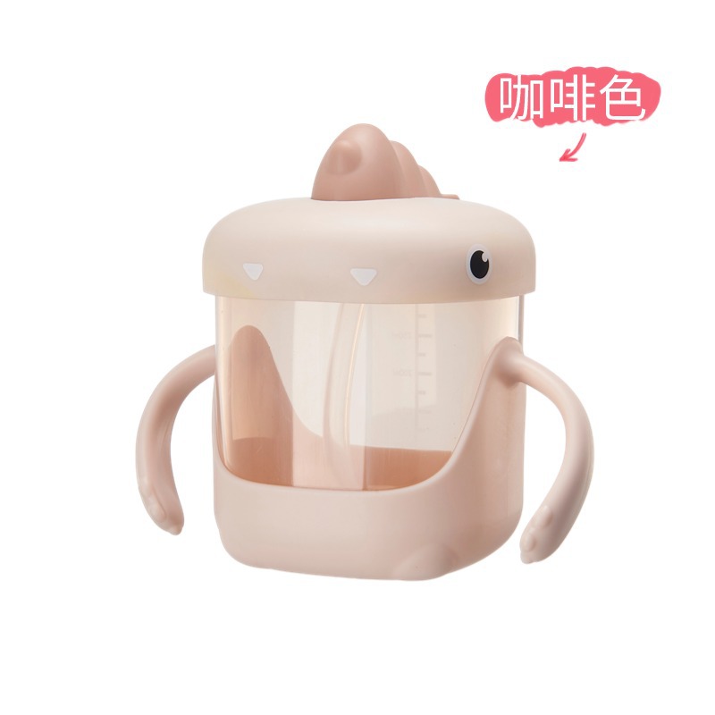 Taza de leche para niños con escalas de paja Taza de agua resistente a caídas Taza de plástico doméstica para bebés