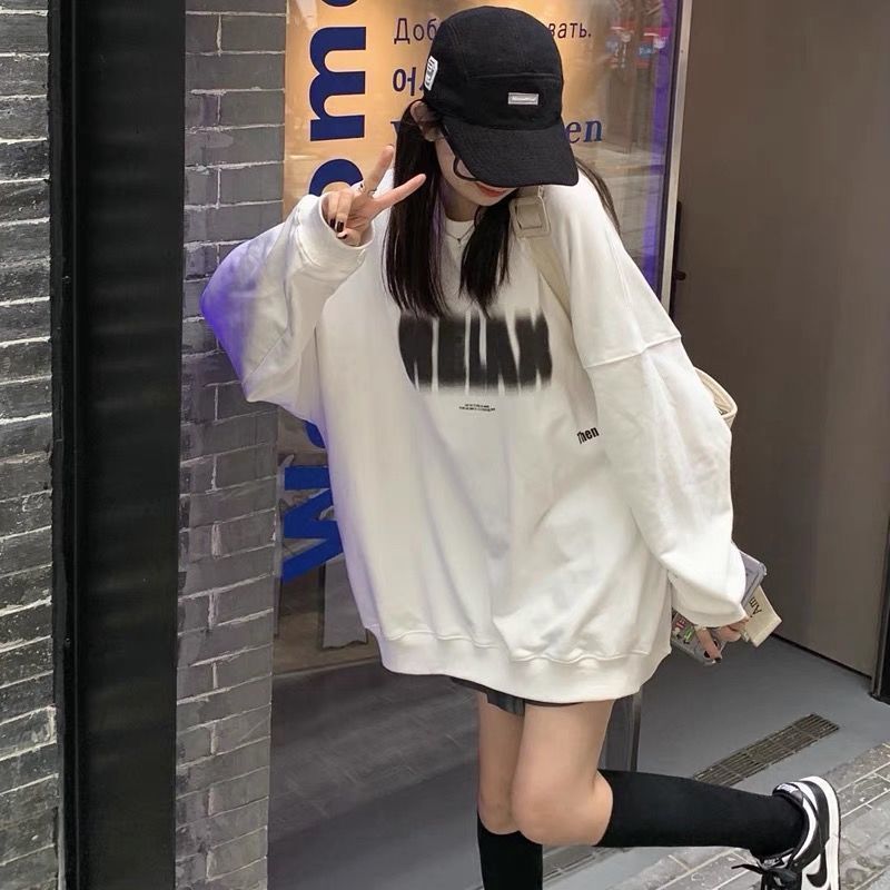 超火ecスウェット女性秋冬韓国版oversize帽子なしコートins潮学生ゆったり服|undefined