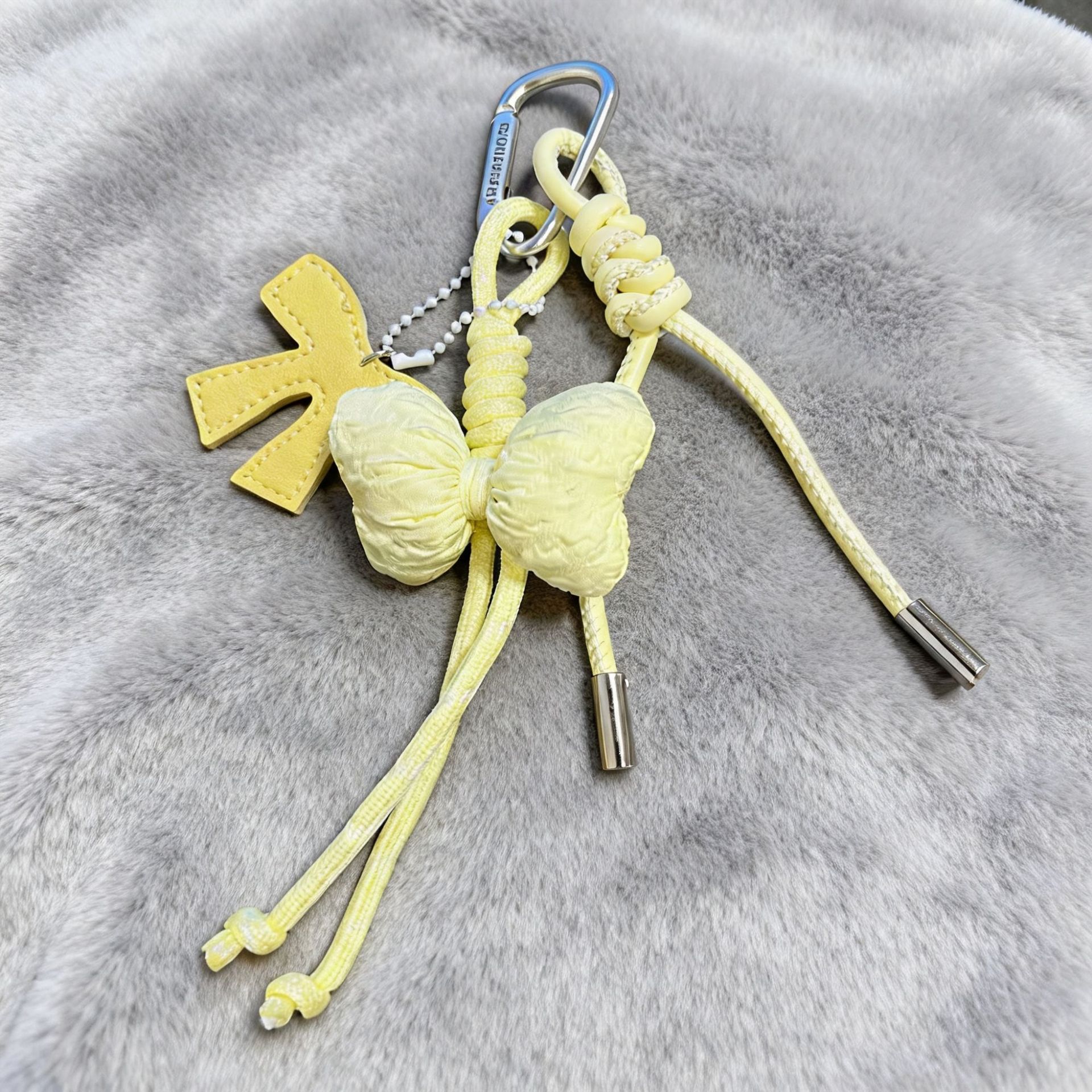 跨境新款miu系立体蝴蝶结挂绳钥匙扣DIY编织包包公挂件饰品批发