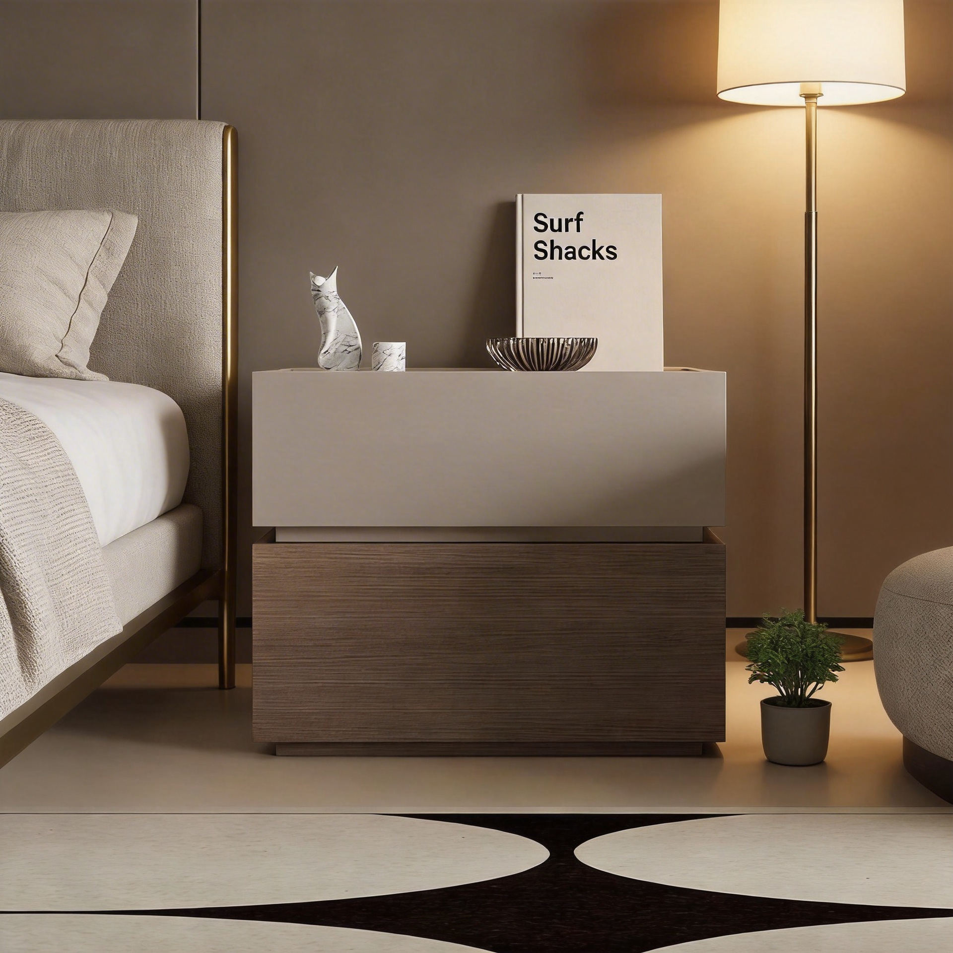 Walnut Solid Wood Paint-Free Bedside Table Light Luxury High-End Simple Modern Home Bedroom Small Bedside Storage Cabinet