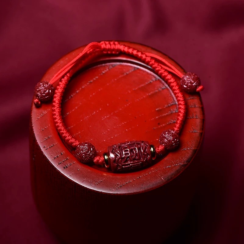 紫金砂硃砂財源滾滾手串紅繩手鍊女男本命年紫金砂手工編織手繩