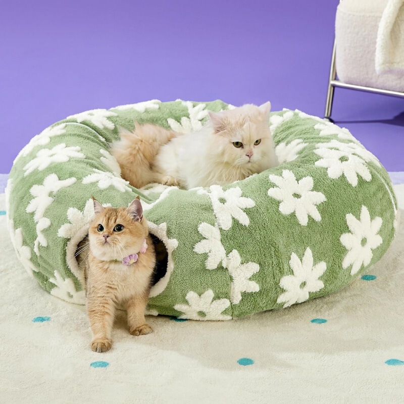 Amazon's Popular Donut-Shaped Rolling Cage Cat Tunnel Plush Soft Pet Nest Cat Passage Entertainment Tunnel