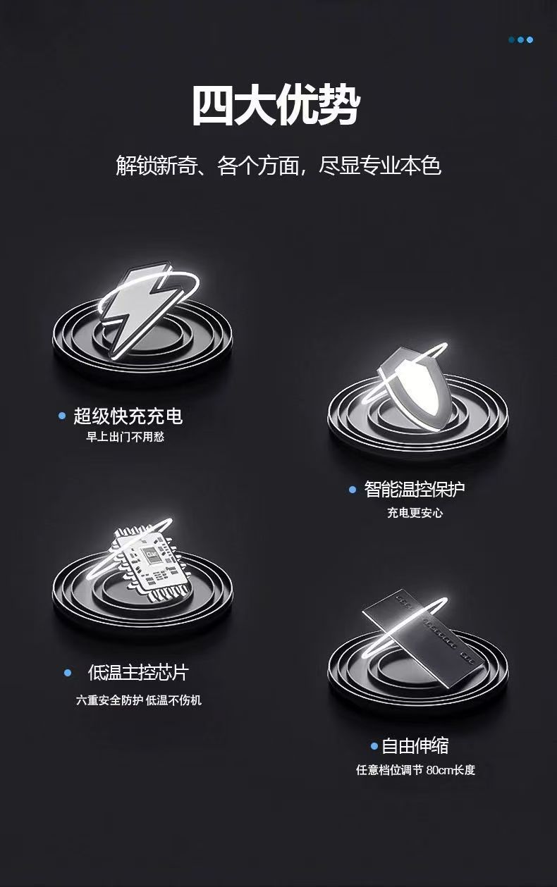 Digital Display Car Phone Charger PD120W Super Fast Charging 4-in-1 Retractable Cable Car Charger Universal Car Accessories