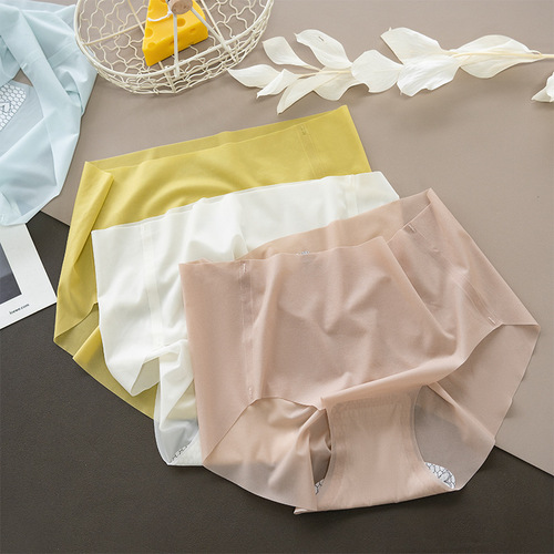 Women's ultra-thin nude-feeling 3D three-dimensional one-piece seamless mask panties with mulberry silk crotch, mid-waist triangle peach