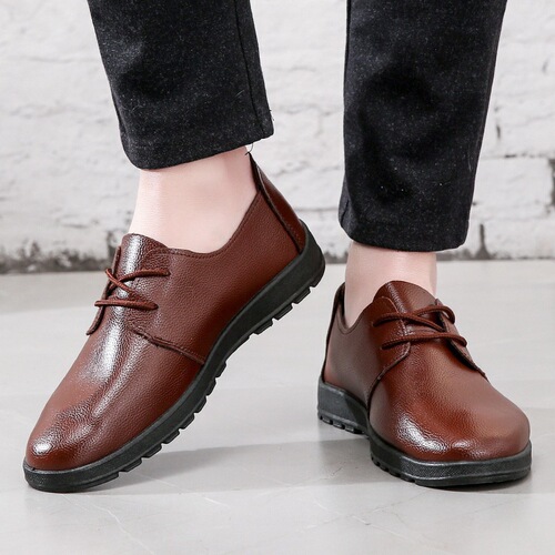 Men's Leather Shoes Breathable Business Casual Shoes for Men, Formal Shoes for Middle-Aged and Elderly, Soft Sole Father's Shoes