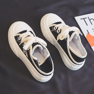 Two-Wear Thick-Soled Wheat-Ear Shoelaces Canvas Shoes Women's 2023 New Style Breathable All-Match Slip-in Casual Sneakers for Women