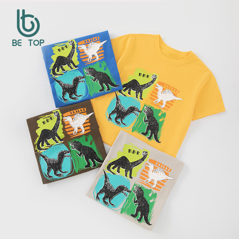 Betop ropa para niños verano nueva ropa para niños camiseta de manga corta para niños dibujos animados de dinosaurios para niños ropa para bebés fuente de Douyin