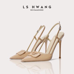 2023 New Summer Elegant High Heels Chopped Men's Stiletto Heel Pointed V-Buckle Belt Beautiful Sandals Naked Women's Shoes
