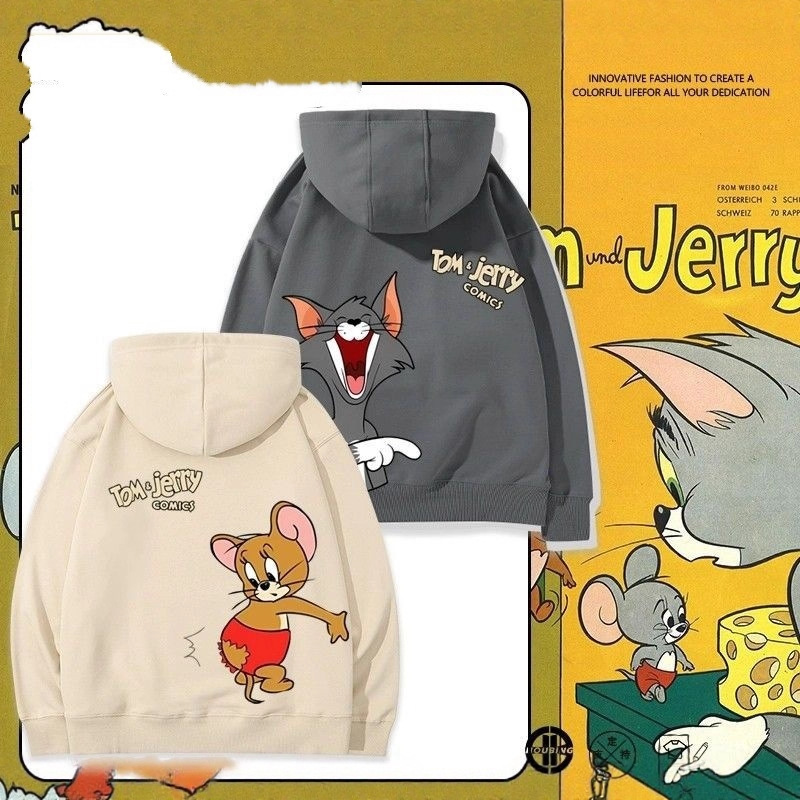 Tom and Jerry Cat and Mouse Co-Branded Peripheral Hooded Sweatshirts for Men and Women 2024 New Autumn and Winter Versatile Clothes 12