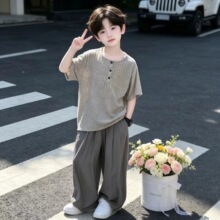 儿童装男童夏装短袖套装2026新款夏季中大童运动夏款冰丝薄款帅气