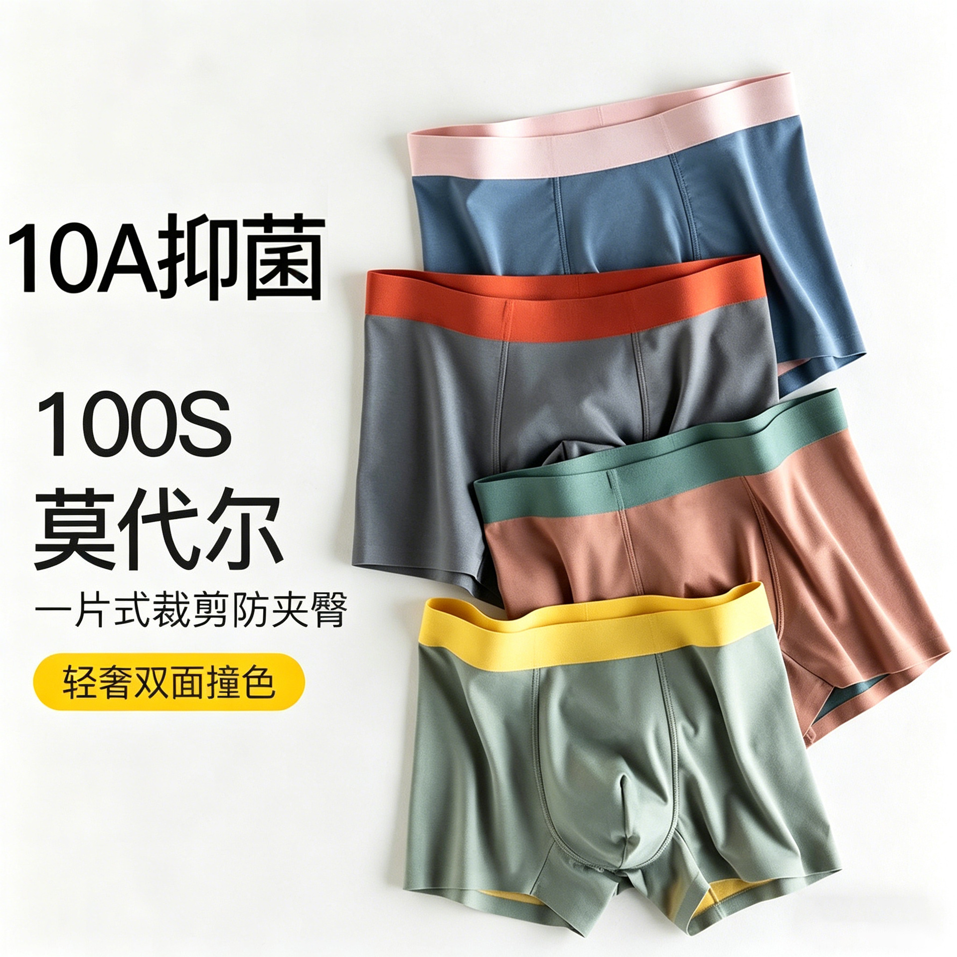 High-End 100-Count Double-Sided Men's Underwear, Modal Underwear, Men's Silk 10A Antibacterial Breathable Men's Boxer Briefs