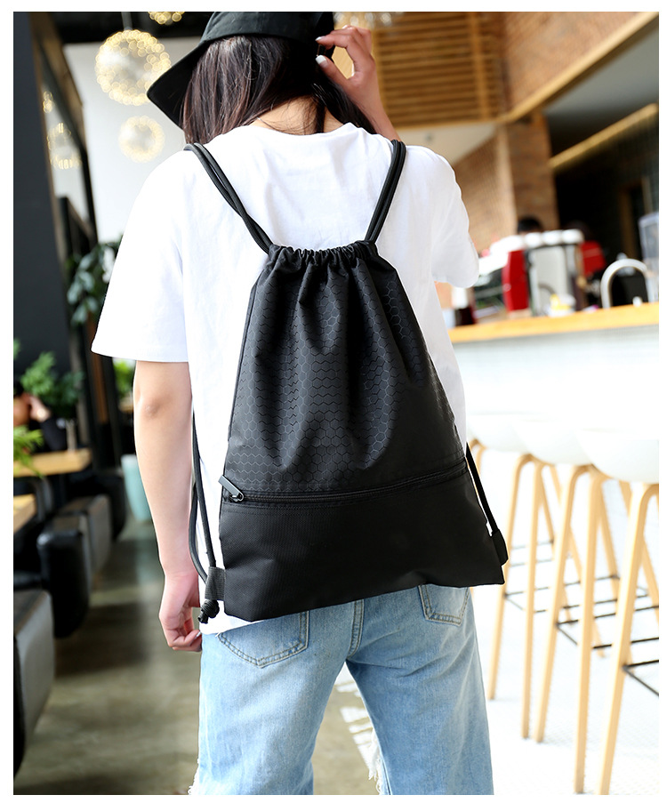 Waterproof Solid Color Casual Sports Drawstring Backpack display picture 2