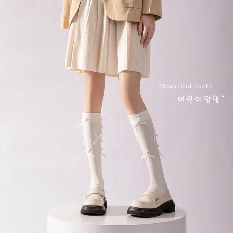 Calcetines de pantorrilla de ballet de primavera y otoño de terciopelo hasta la rodilla arco largo Lolita anchora calcetines de presión roja