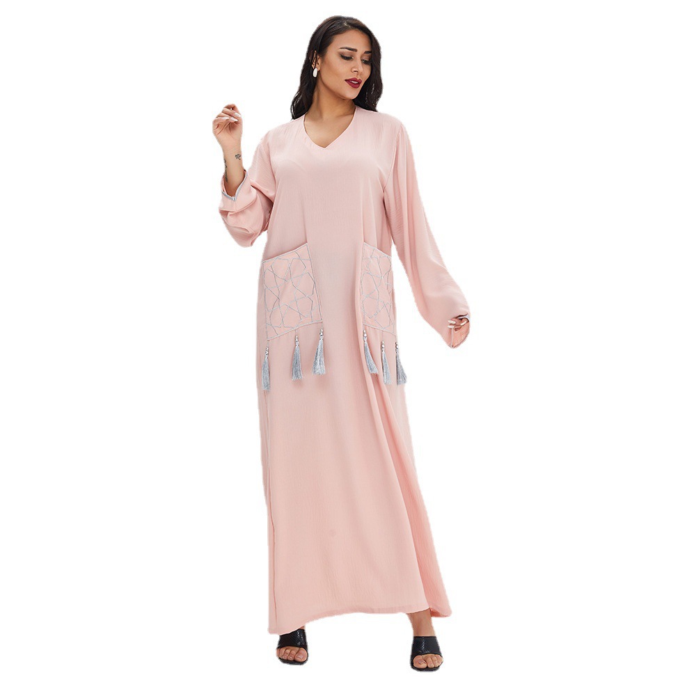 Cross-border Plus-size Women's Abaya Dresses, Middle Eastern Dubai Robes, Home Sleepwear Long Dresses_ecoleips.com