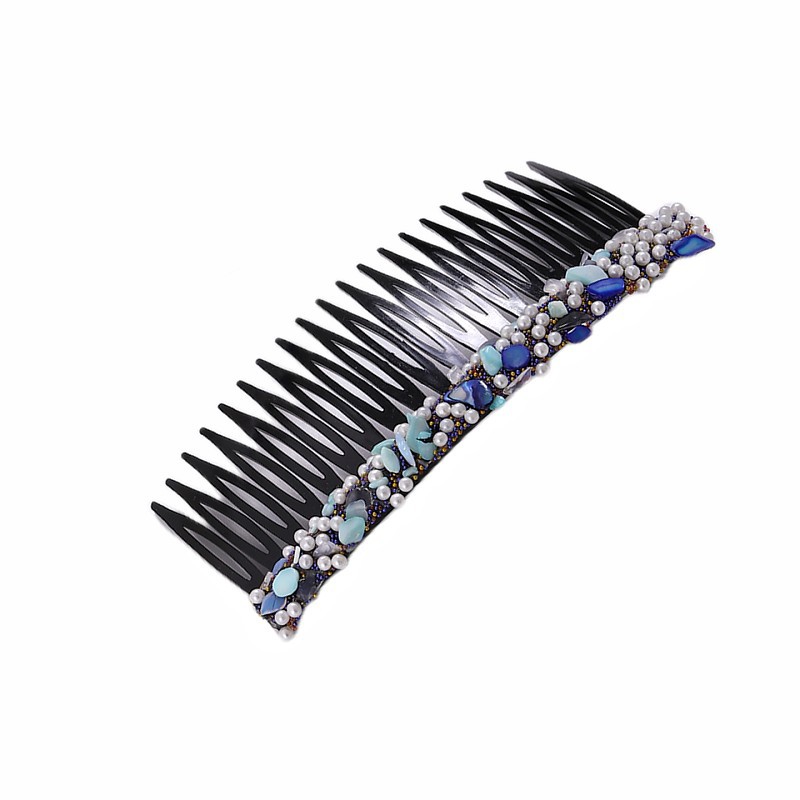 Comercio exterior nuevo color piedra diadema de color floral diamante plástico peine pelo roto acabado artefacto estilo coreano elegante peine del pelo
