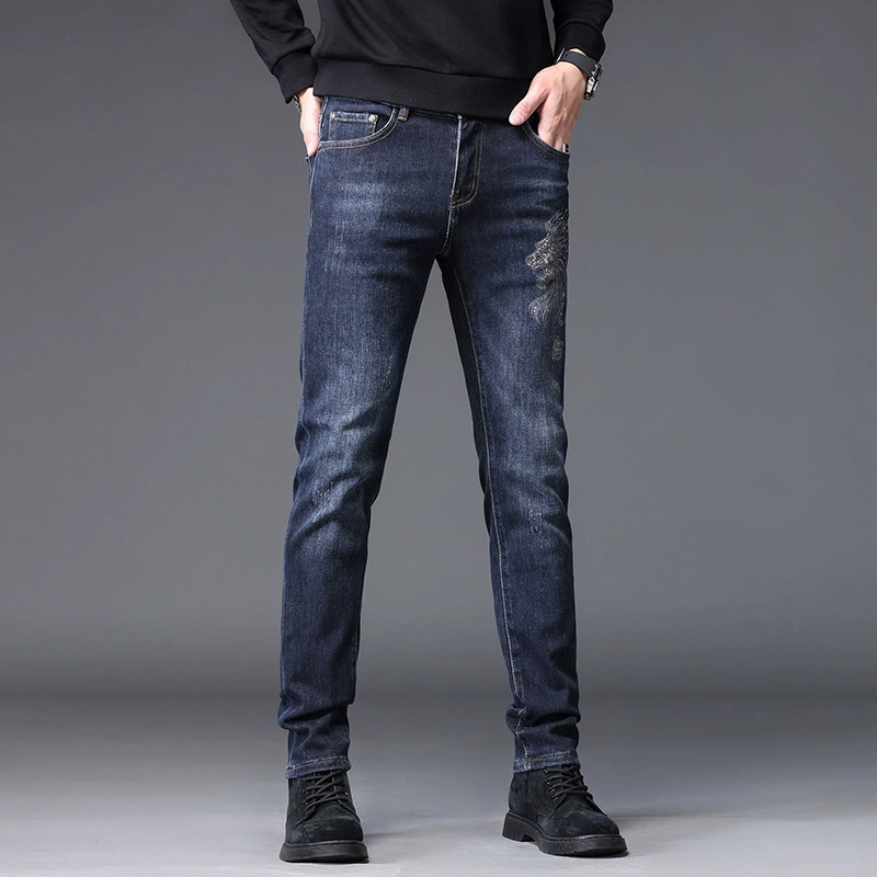 Мужские эластичные джинсы, штаны, slim fit