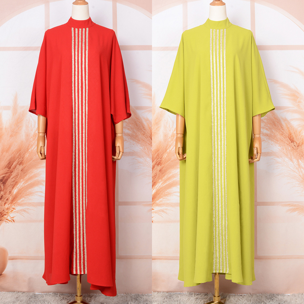 Cross-border E-commerce Arab Abaya Dubai Muslim Middle Eastern Fashionable And Elegant Rhinestone Embellished Robe Dress_ecoleips.com