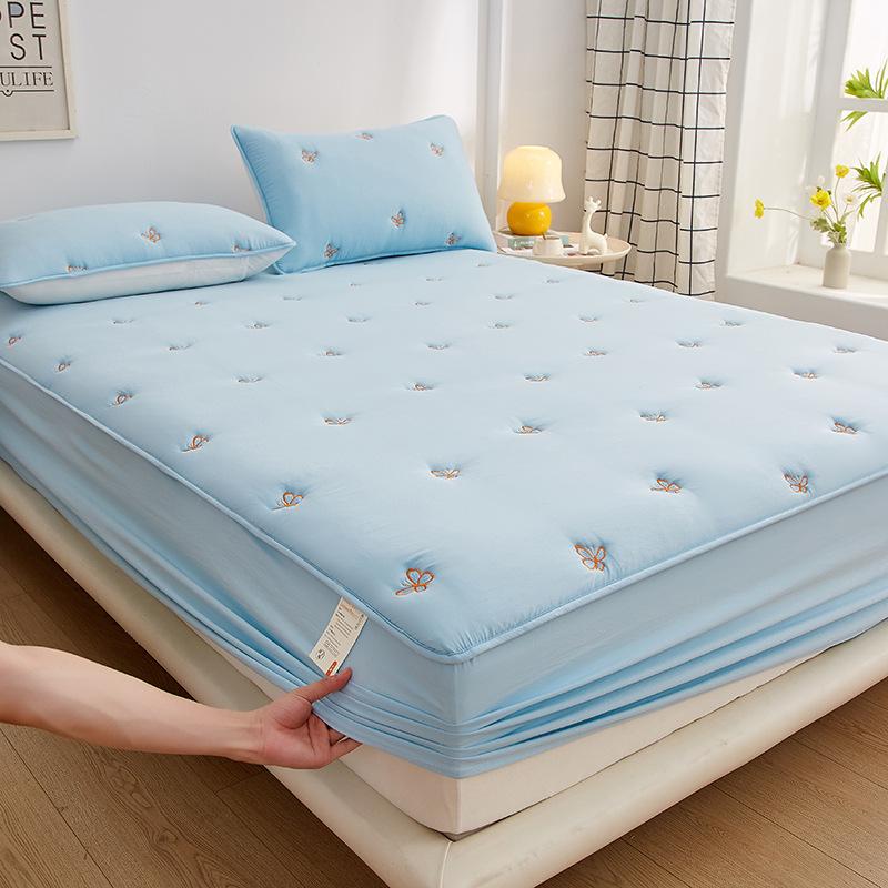 2024 nuevo estilo Clase A algodón lavado bordado sábana funda de cama acolchada funda de colchón para el hogar ropa de cama al por mayor