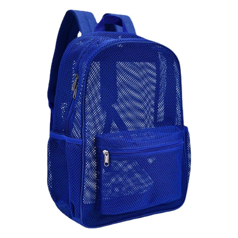 En stock de producción al por mayor de alta carga mochila de malla transparente simple mochila de playa Amazon ins Venta caliente