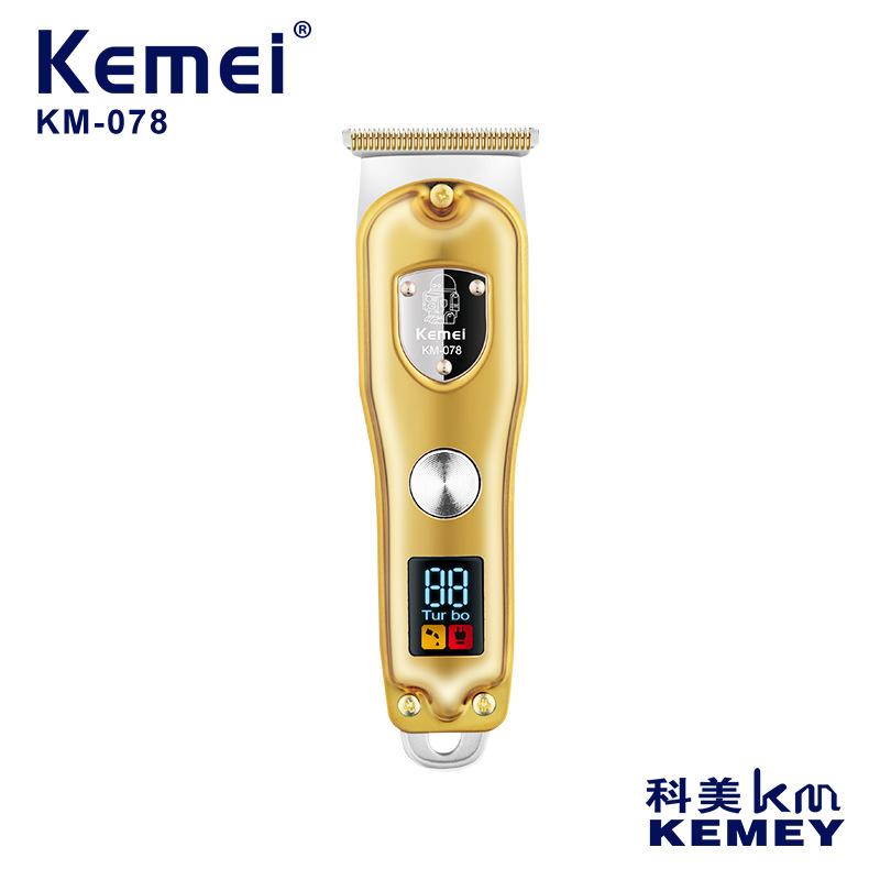 KEMEI transfronteriza cortador de acero inoxidable cabeza cortadora de cabello eléctrica LCD pantalla digital peluquería profesional de carga rápida tijeras de peluquero