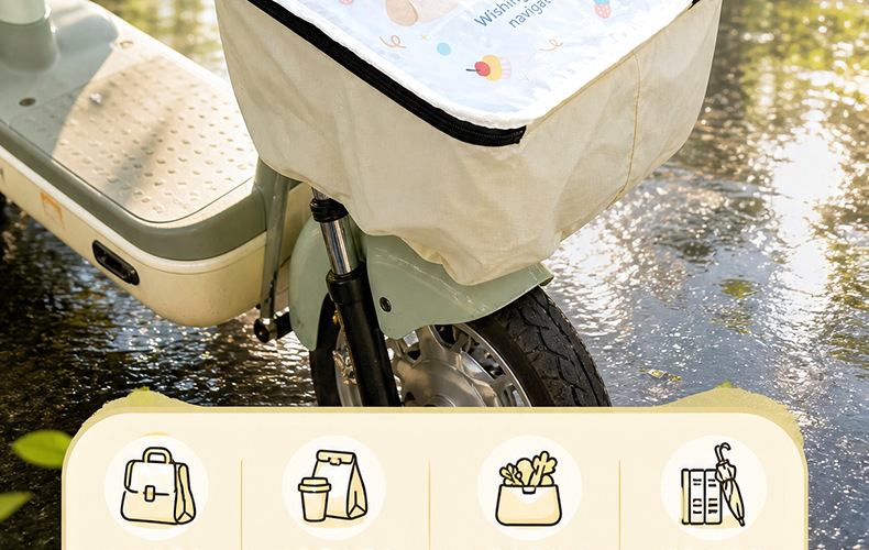 New electric bike front basket PVC waterproof cover, bicycle basket dust cover, cartoon-themed universal modification accessory