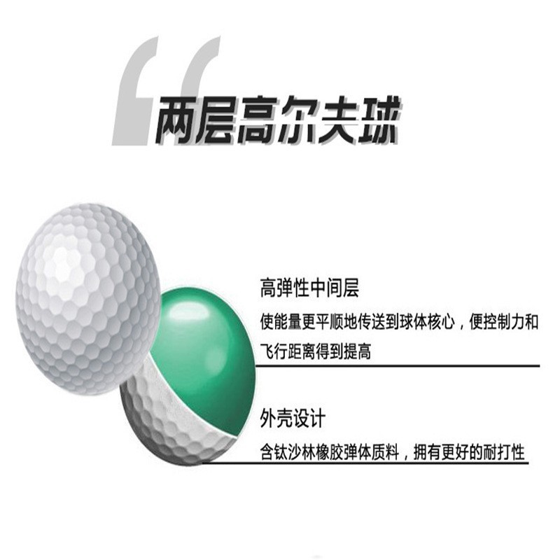 Venta caliente transfronteriza pelota de práctica de dos capas de golf bola de práctica de sarin de doble capa de huelga interior y exterior se puede imprimir el logotipo