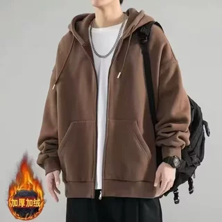 重磅开衫卫衣男春秋款美式潮牌秋装夹克男生衣服情侣上衣连帽外套