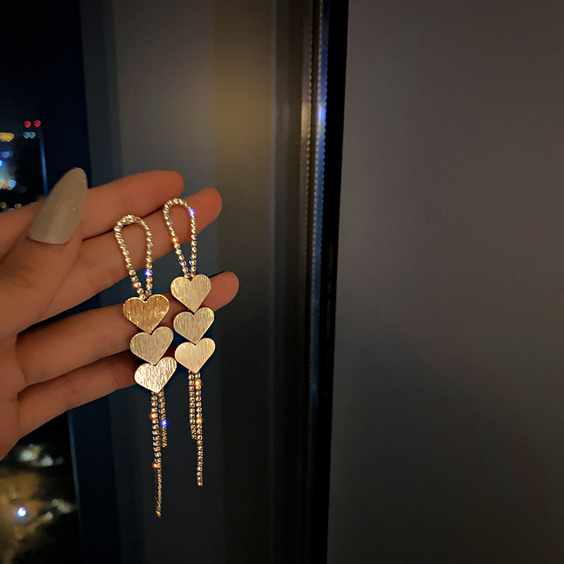 32g Weight Artificial Gemstones Inlay Material Drop Earrings Classification Wholesale Jewelry 1 Pair Lady Heart Shape Alloy Artificial Gemstones Drop Earrings