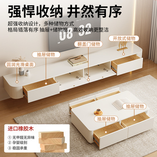 M*實木懸空電視櫃現代簡約一體吊牆櫃奶油風吊櫃小戶型壁掛電視機