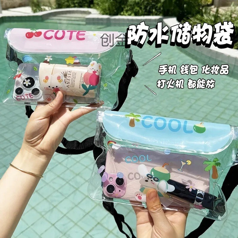 Large Cartoon Mobile Phone Waterproof Bag Mobile Phone Case Shoulder Bag Swimming Drifting Storage Bag Cartoon Waist Bag Crossbody