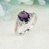 亚马逊新款镶钻锆石紫钻戒指女轻奢欧美跨境蛋形紫水晶戒指批发|ms