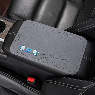 pad car center armrest box, Armrest box pad - suede-armrest-pad-walk-you-ding-dang-cat-calm-gray