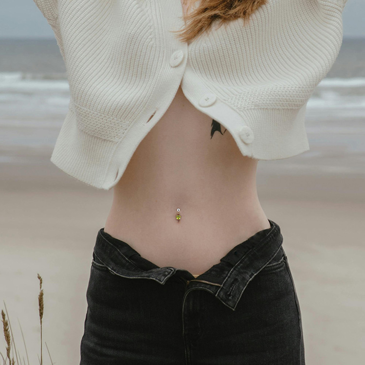 Čezmejni nov okrogel dvoglavi cirkonski seksi piercing za popek iz nerjavečega jekla, palica za popek, nakit za nohte na debelo_voghion.com