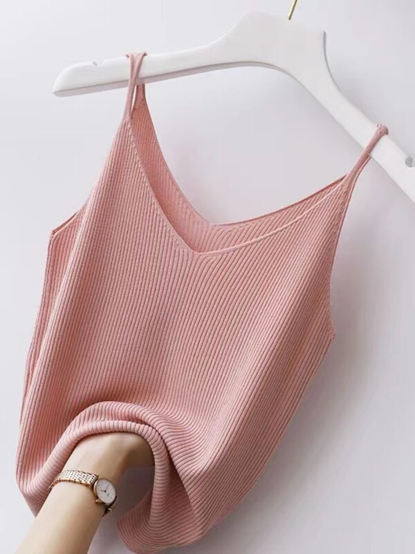 plus size Camisole Women's Base V-neck Ice Silk Sexy Short Threaded Knitted All-match Hyun-tasting Top plus size Camisole Women's Base V-neck Ice Silk Sexy Short Threaded Knitted All-match Hyun-tasting Top