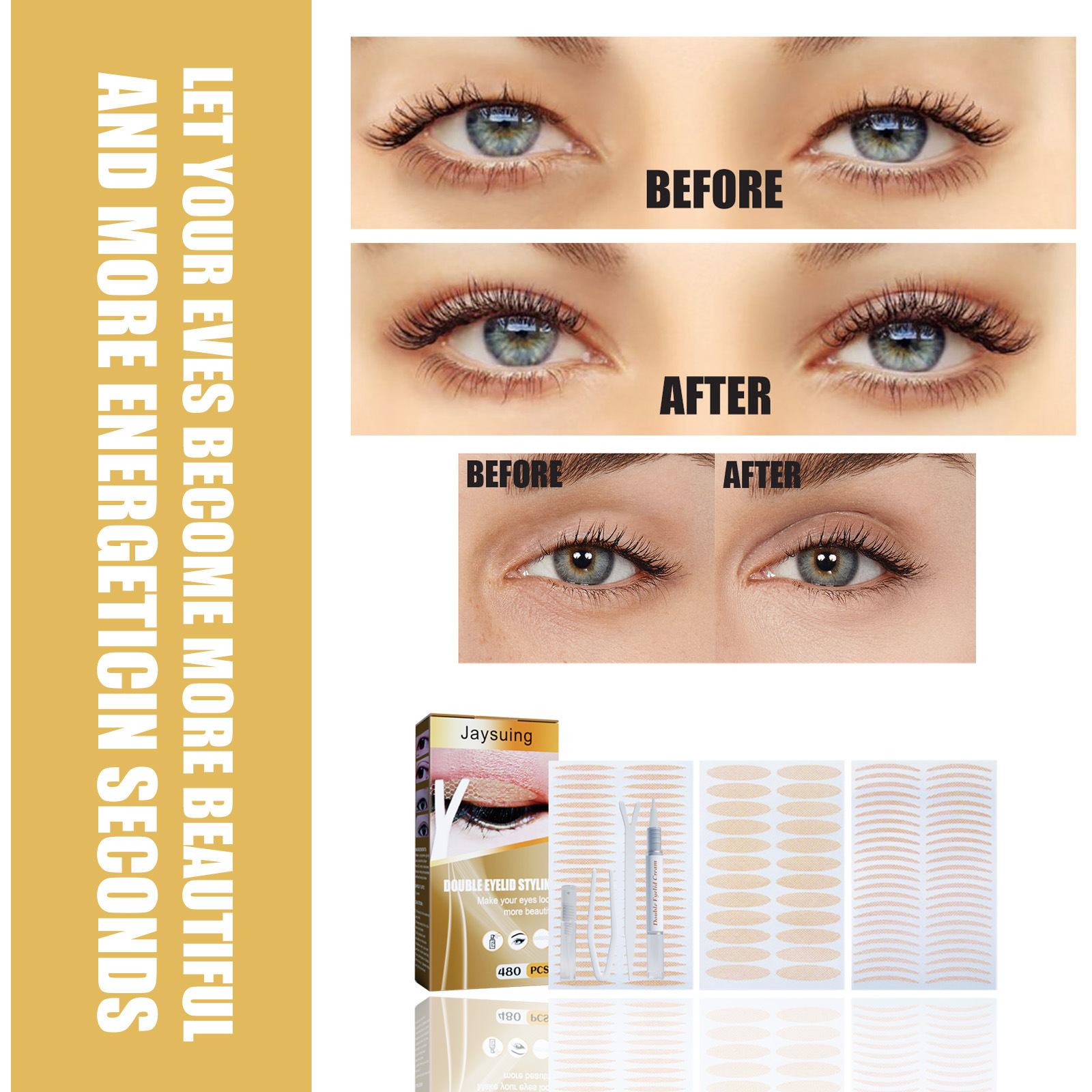 Jaysuing Setting Cream Non adhesive Double eyelid Natural Traceless Invisible Eye Beauty Patch_voghion.com