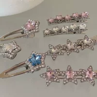 Заколка для волос из серебристого металла цвета фуксии, симпатичная челка