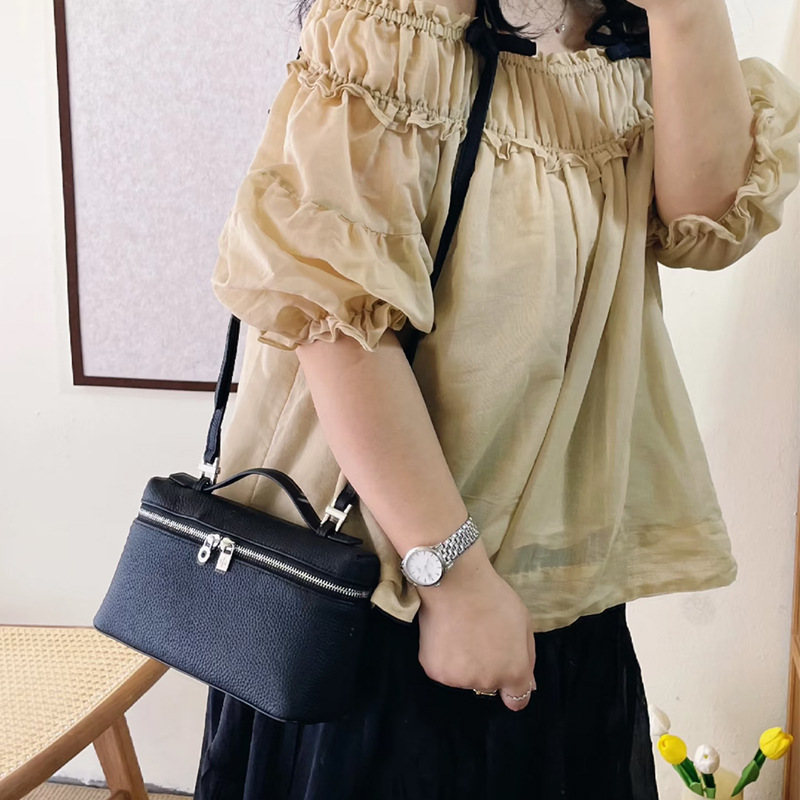 Premium Lunchbox Bag Gigi Style Genuine Leather Women's Bag Simple Versatile Shoulder Crossbody Box Bag Niche Elegant Handbag - Thumbnail 4