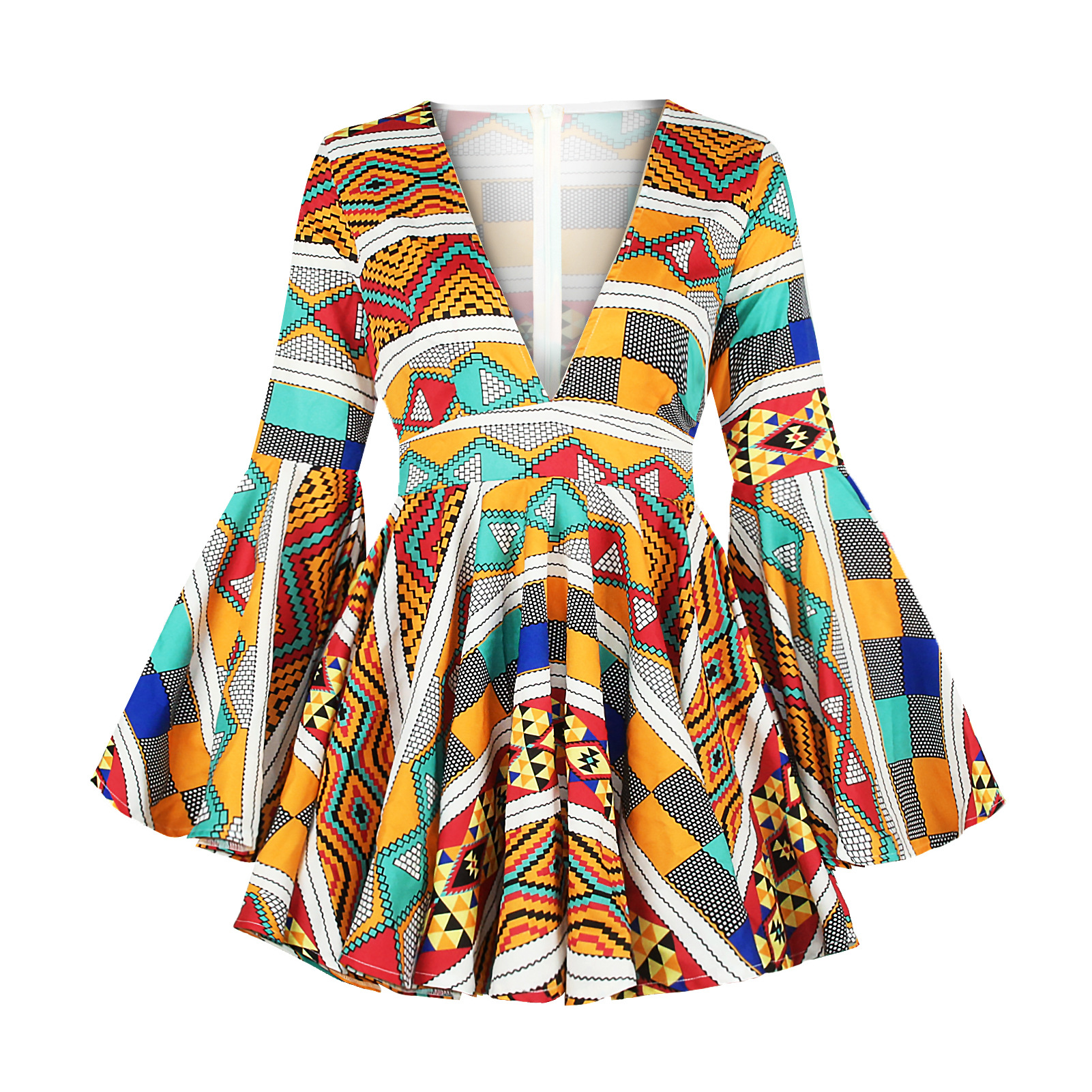 summer fashion V-neck long-sleeved dress nihaostyle clothing wholesale NSMDF67962